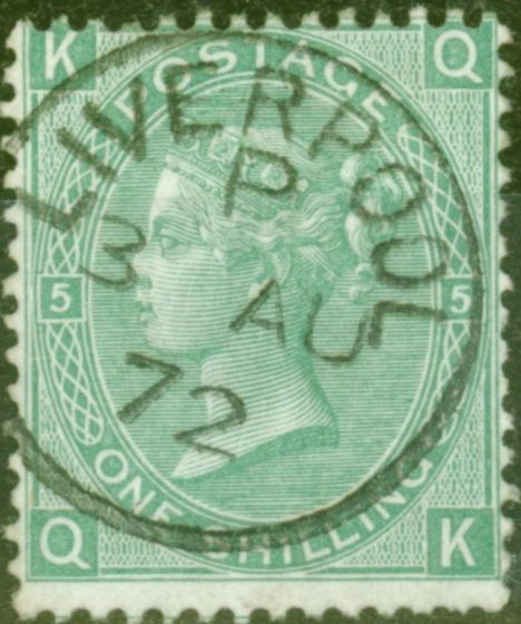 Collectible Postage Stamp from GB 1871 1s Green SG117 Pl 5 Very Fine Used 'Liverpool 3 AU 72' CDS