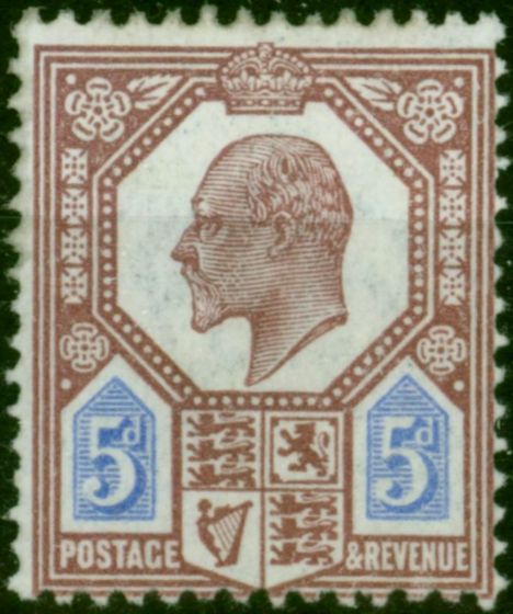 GB 1902 5d Slate Purple & Ultramarine SG243 Fine MM . King Edward VII (1902-1910) Mint Stamps