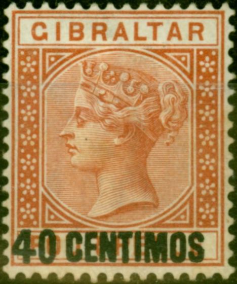 Collectible Postage Stamp from Gibraltar 1889 40c on 4d Orange-Brown SG19 Fine Mtd Mint (2)