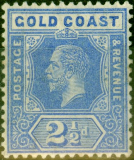 Old Postage Stamp from Gold Coast 1913 2 1/2d Bright Blue SG76 Fine Mtd Mint