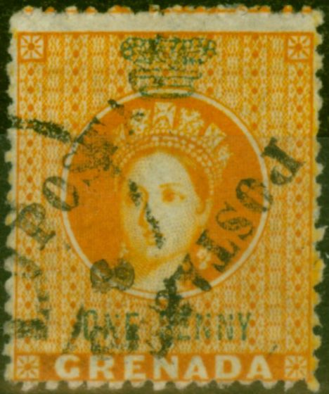 Old Postage Stamp Grenada 1883 Postage on 1d Orange SG29a Unsevered Pair Fine Used Royal Certificate