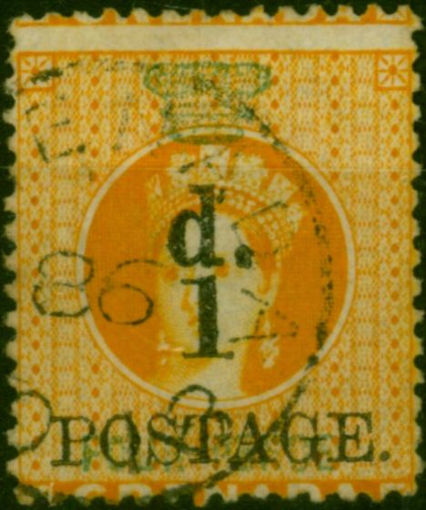 Grenada 1886 1d on 4d Orange SG39 Fine Used  Queen Victoria (1840-1901) Valuable Stamps