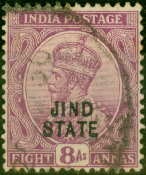 Old Postage Stamp from Jind 1914 8a Deep Magenta SG74 Fine Used