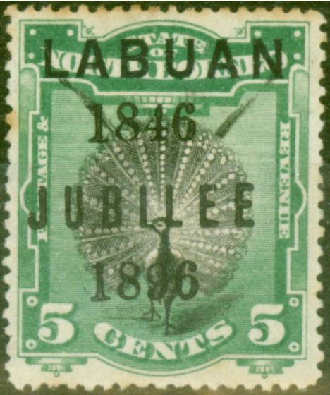 Valuable Postage Stamp from Labuan 1896 5c Black & Green SG86 Good Mtd Mint