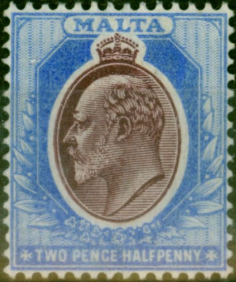 Old Postage Stamp Malta 1903 2 1/2d Maroon & Blue SG41 Fine MM