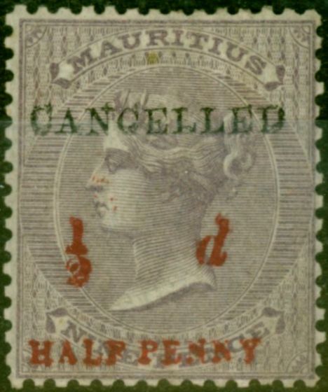 Valuable Postage Stamp from Mauritius 1876 1/2d on 9d Dull Purple SG78 Cancelled Fine Mtd Mint Scarce