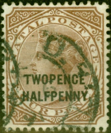 Rare Postage Stamp from Natal 1891 2 1/2d on 4d Brown SG109 Fine Used (2)