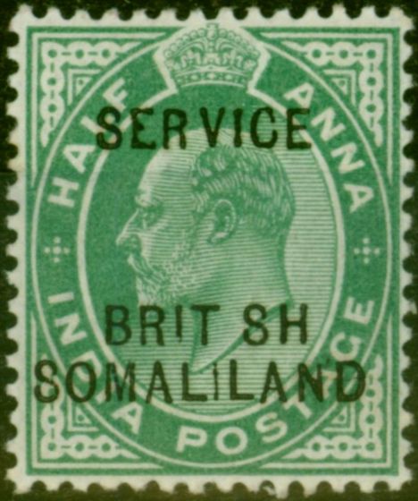 Valuable Postage Stamp Somaliland 1903 1/2a Green SG06a 'BRIT SH' Fine MM