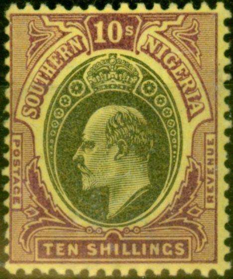 Collectible Postage Stamp from Southern Nigeria 1903 10s Grey-Black & Purple-Yellow SG19 V.F MNH