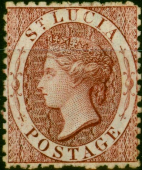 Collectible Postage Stamp St Lucia 1863 (1d) Lake SG5ax Wmk Reversed Fine & Fresh LMM