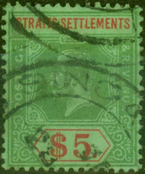 Valuable Postage Stamp from Straits Settlements 1926 $5 Green & Red-Green SG240a Good Used
