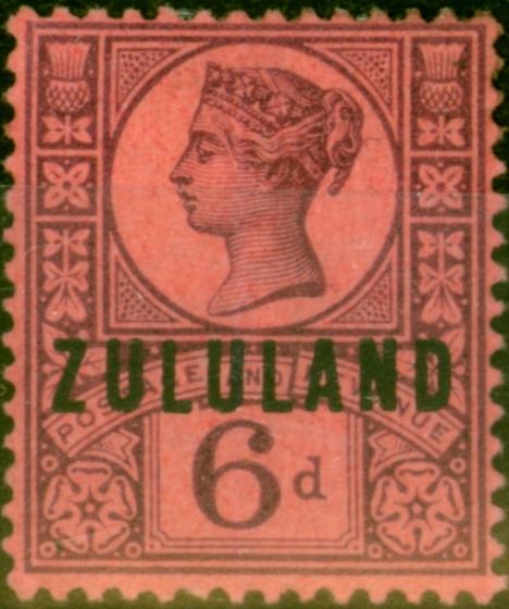Valuable Postage Stamp from Zululand 1888 6d Purple Rose-Red SG8 Fine Mtd Mint