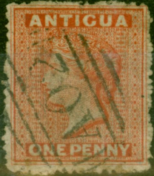 Old Postage Stamp Antigua 1863 1d Vermilion SG7b Wmk Sideways Fine Used