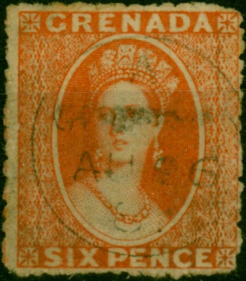 Grenada 1878 6d Deep Vermilion SG17 Good Used  Queen Victoria (1840-1901) Old Stamps