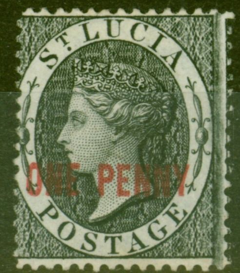 Old Postage Stamp from St Lucia 1882 1d Black SG26 Fine & Fresh Unused