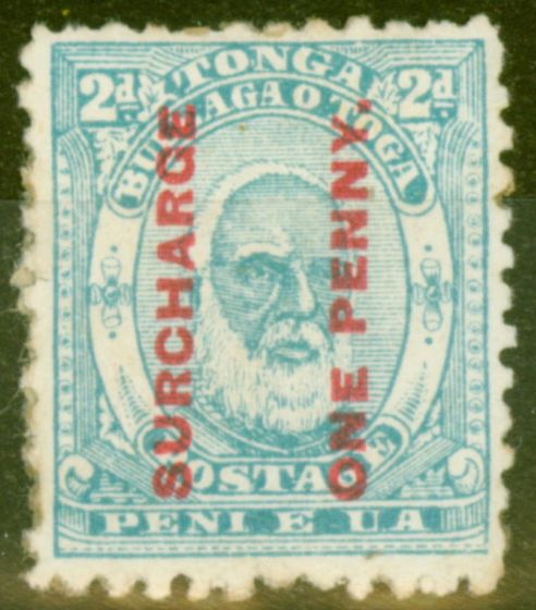 Collectible Postage Stamp from Tonga 1895 1d on 2d Pale Blue SG25a Deformed E Mtd Mint