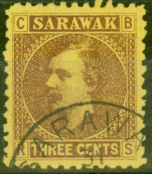 Valuable Postage Stamp from Sarawak 1871 3c Brown-Yellow SG2 Superb Used