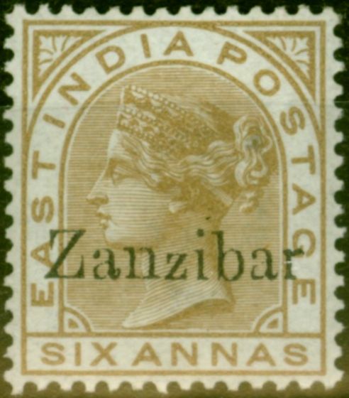 Rare Postage Stamp from Zanzibar 1895 6a Pale Brown SG13 Fine Lightly Mtd Mint