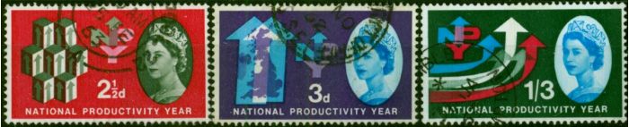 GB 1962 Productivity Phospher Set of 3 SG631p-633p Fine Used . Queen Elizabeth II (1952-2022) Used Stamps
