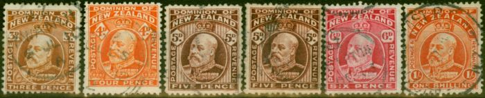 Valuable Postage Stamp from New Zealand 1909-11 Set of 6 SG395-399 P.14 Good Used