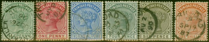 Old Postage Stamp Trinidad 1883-84 Set of 6 to 1s SG106-112 Good Used