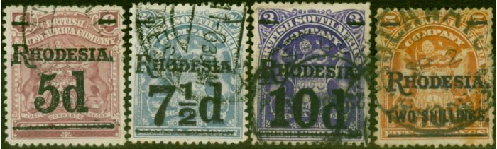 Old Postage Stamp Rhodesia 1909 Set of 4 SG114-118 Good Used