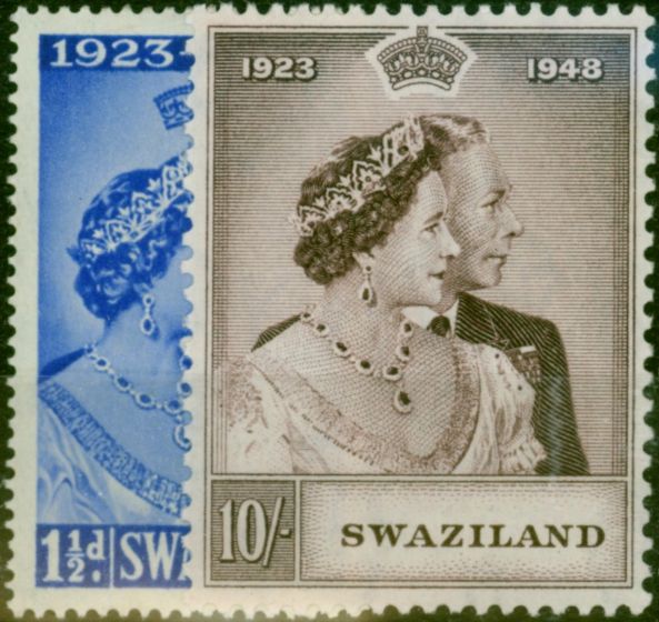 Swaziland 1948 RSW Set of 2 SG46-47 Fine LMM King George VI (1936-1952) Old Royal Silver Wedding Stamp Sets