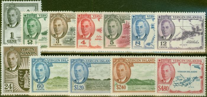 Rare Postage Stamp from Virgin Islands 1952 set of 12 SG136-147 V.F Lightly Mtd Mint