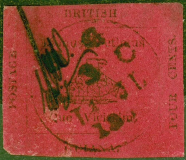 Valuable Postage Stamp from British Guiana 1856 4c Black/Magenta SG24 Fine Used Cut Square Example of the Very rare Classic