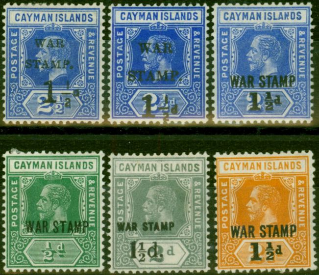 Old Postage Stamp Cayman Islands 1917-20 War Stamp Set of 6 SG53-59 Ex SG55 Fine MM