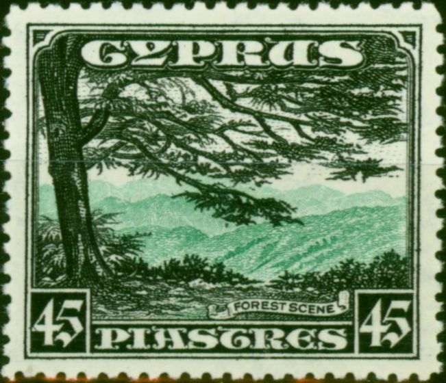 Collectible Postage Stamp Cyprus 1934 45pi Green & Black SG143 V.F LMM