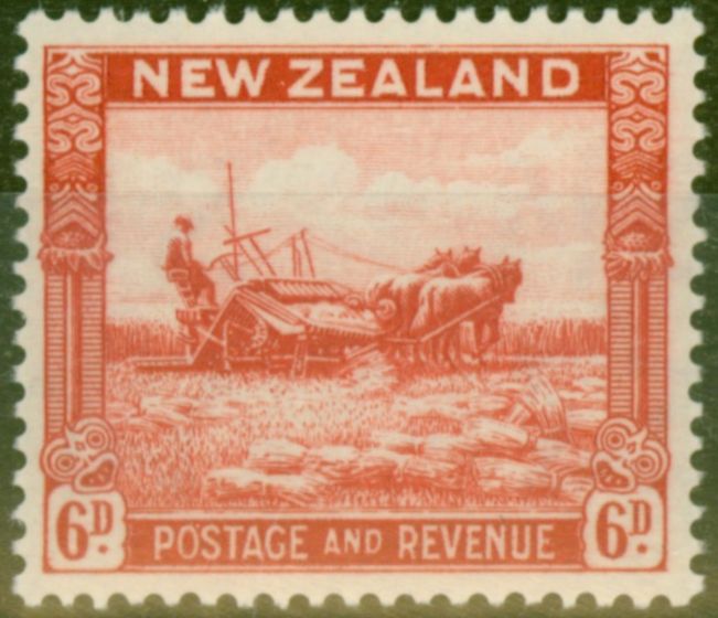 Valuable Postage Stamp from New Zealand 1936 6d Scarlet SG585 V.F MNH