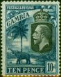 Old Postage Stamp Gambia 1922 10d Blue SG133 Fine VLMM