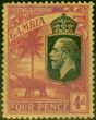 Rare Postage Stamp Gambia 1927 4d Red-Yellow SG129 Fine MM