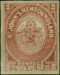Old Postage Stamp Newfoundland 1862 2d Rose-Lake SG17 Fine & Fresh Unused
