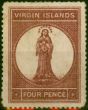 Virgin Islands 1867 4d Lake-Red SG15 Fine MM . Queen Victoria (1840-1901) Mint Stamps