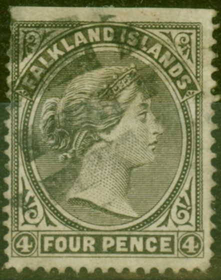 Collectible Postage Stamp from Falkland Islands 1885 4d Grey-Black SG10w Wmk Crown to Right of CA Good Used