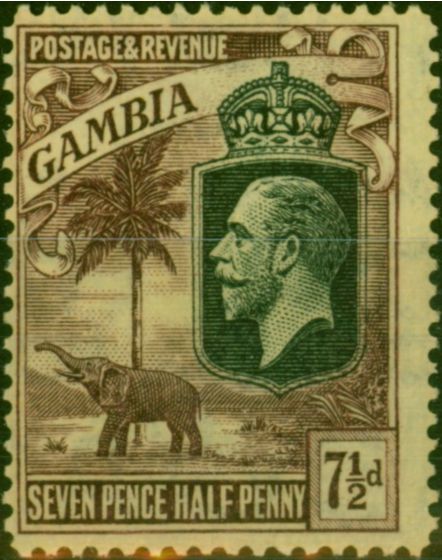 Old Postage Stamp Gambia 1922 7 1-2d Purple-Yellow SG119 Fine VLMM