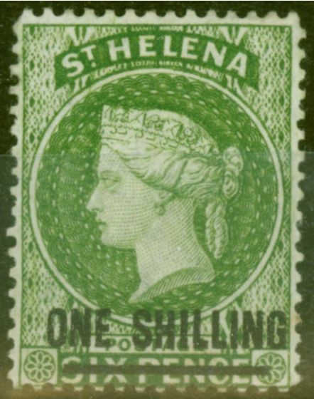 Collectible Postage Stamp from St Helena 1876 1s Yellow-Green SG30 V.F Very Lightly Mtd Mint