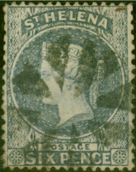 Old Postage Stamp St Helena 1876 6d Milky Blue SG25 Fine Used