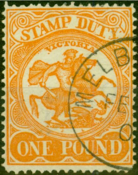 Rare Postage Stamp Victoria 1884 £1 Red-Orange SG242 V.F.U C.T.O