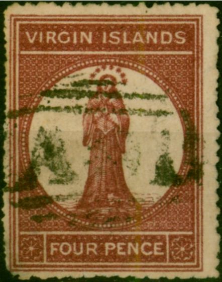 Virgin Islands 1867 4d Lake-Brown SG17 Good Used  Queen Victoria (1840-1901) Collectible Stamps