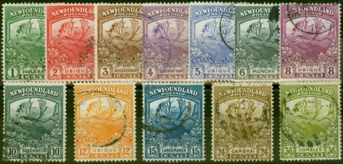 Old Postage Stamp Newfoundland 1919 Caribou Set of 12 SG130-141 Fine Used