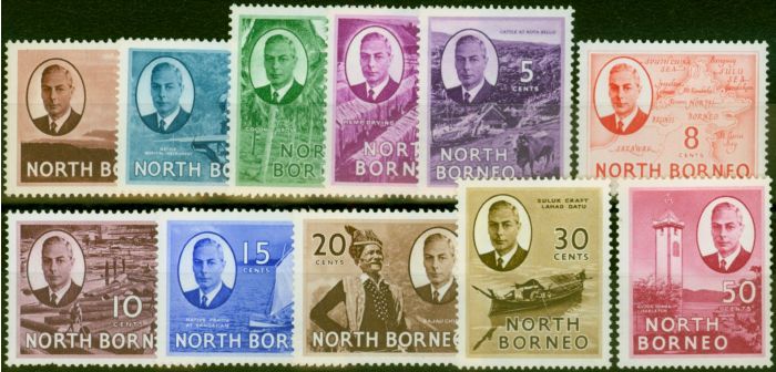 Old Postage Stamp North Borneo 1950 Set of 11 to 50c SG356-366 Fine MNH
