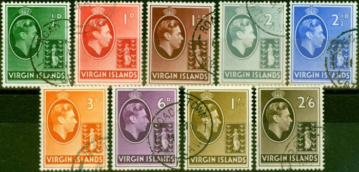 Valuable Postage Stamp from Virgin Islands 1943 Set of 9 to 2s6d SG110a-118a Ordin Paper Very Fine Used