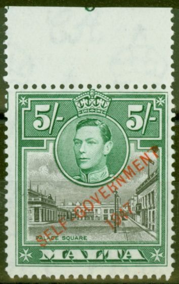 Valuable Postage Stamp from Malta 1948 5s Black & Green SG247 V.F MNH