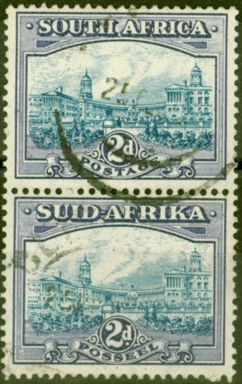 Collectible Postage Stamp from South Africa 1938 2d Blue & Violet SG58 Fine Used Vert Pair