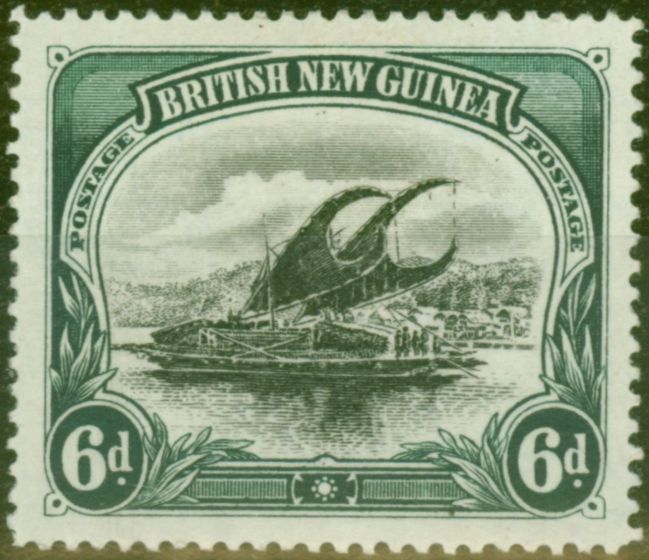 Rare Postage Stamp from New Guinea 1901 6d Black & Myrtle-Green SG6 Fine Mtd Mint