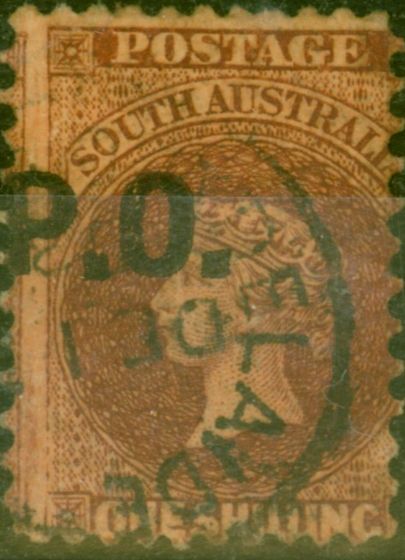 Old Postage Stamp from South Australia 1871 1s Chestnut SG108 P.O. Post Office Fine Used