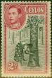 Old Postage Stamp from Ceylon 1938 2a Black & Carmine SG386a P.13.5 x 13 Good MNH